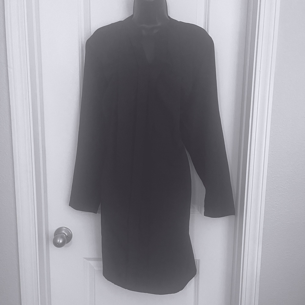 SHEIN Curve Womens 1XL Black V Neck Long Sleeve Tunic Dress